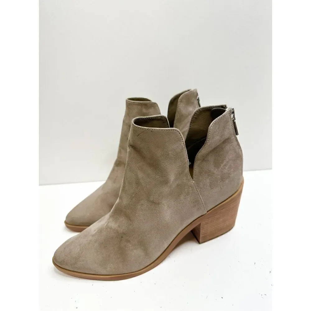 BP Boots Womens 10 Brynne‎ Gray Block Heel Cut Out Zip Western Booties